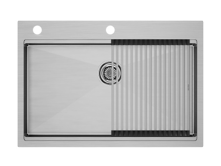 Кухонная мойка Paulmark PM707551-BS+R405-BS 75х51 цвет брашированная нержавеющая сталь поверхность матовая